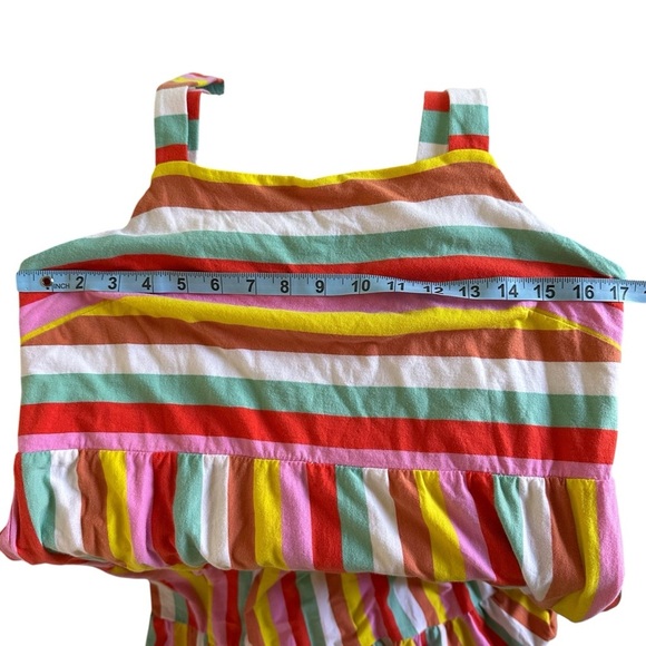 J Crew Size Medium Rainbow Stripe Long Maxi Dress Summer Cotton Knit AP172 - Picture 6 of 9